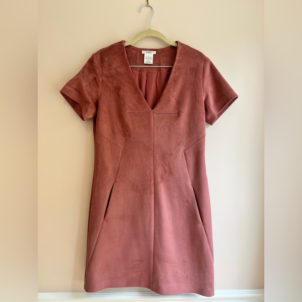 Esley Mini Dress, Pink Suede